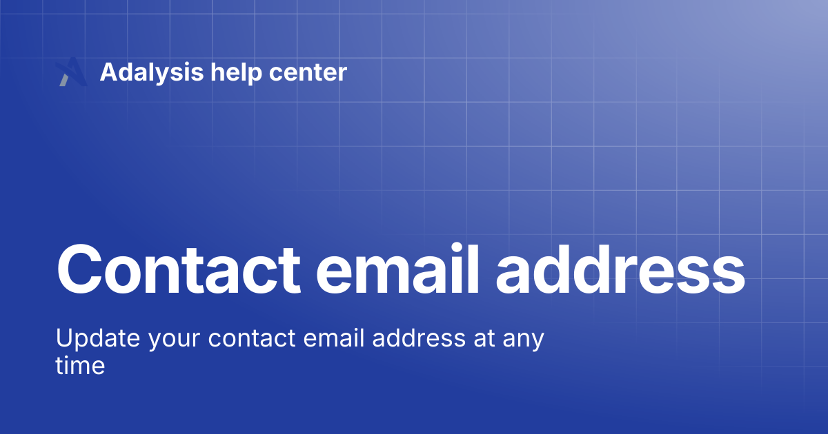 Contact email address | Adalysis help center